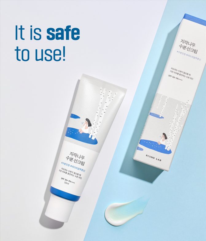 Textura cremosa e leve do protetor solar ROUND LAB Birch Juice