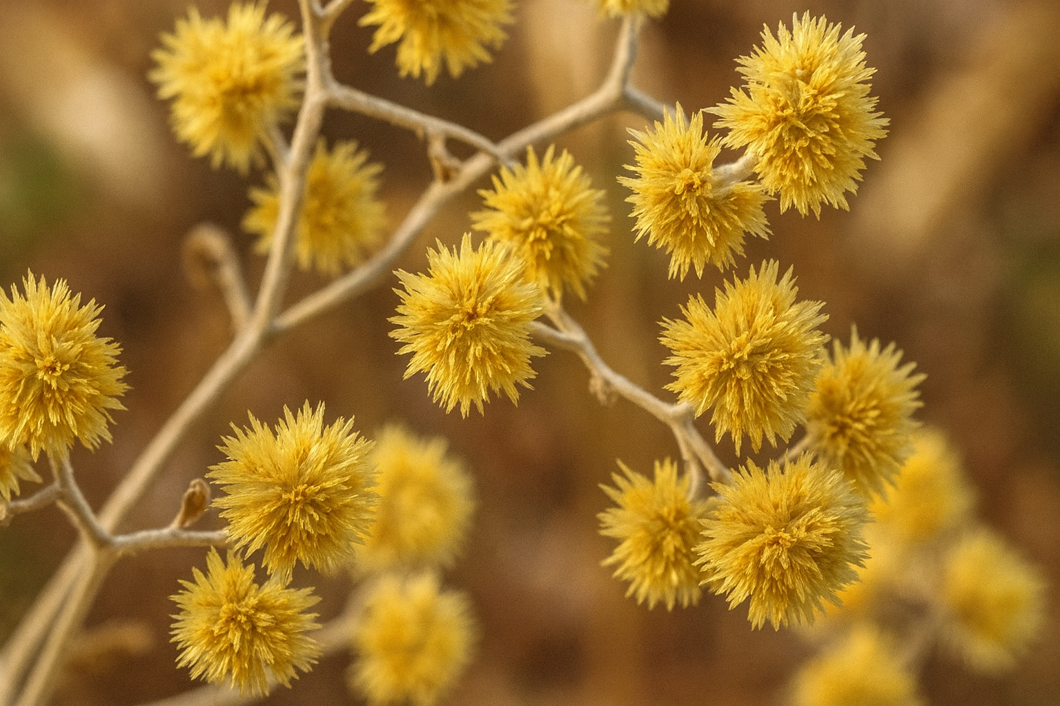 Flores de macela secas ao lado de uma xícara de chá