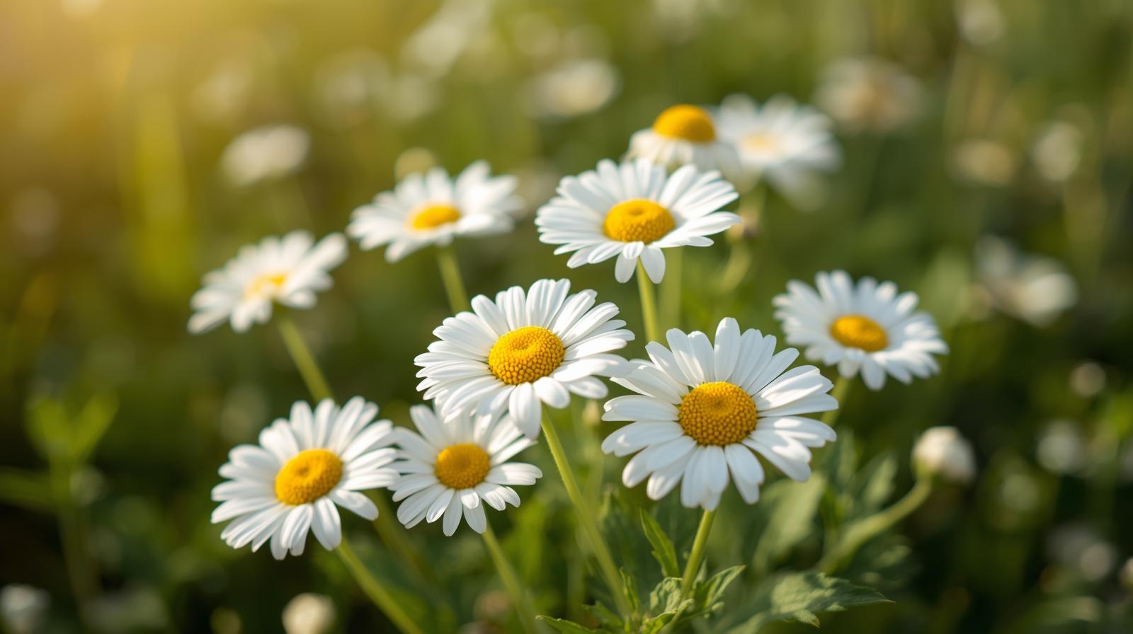 Flores de camomila em destaque