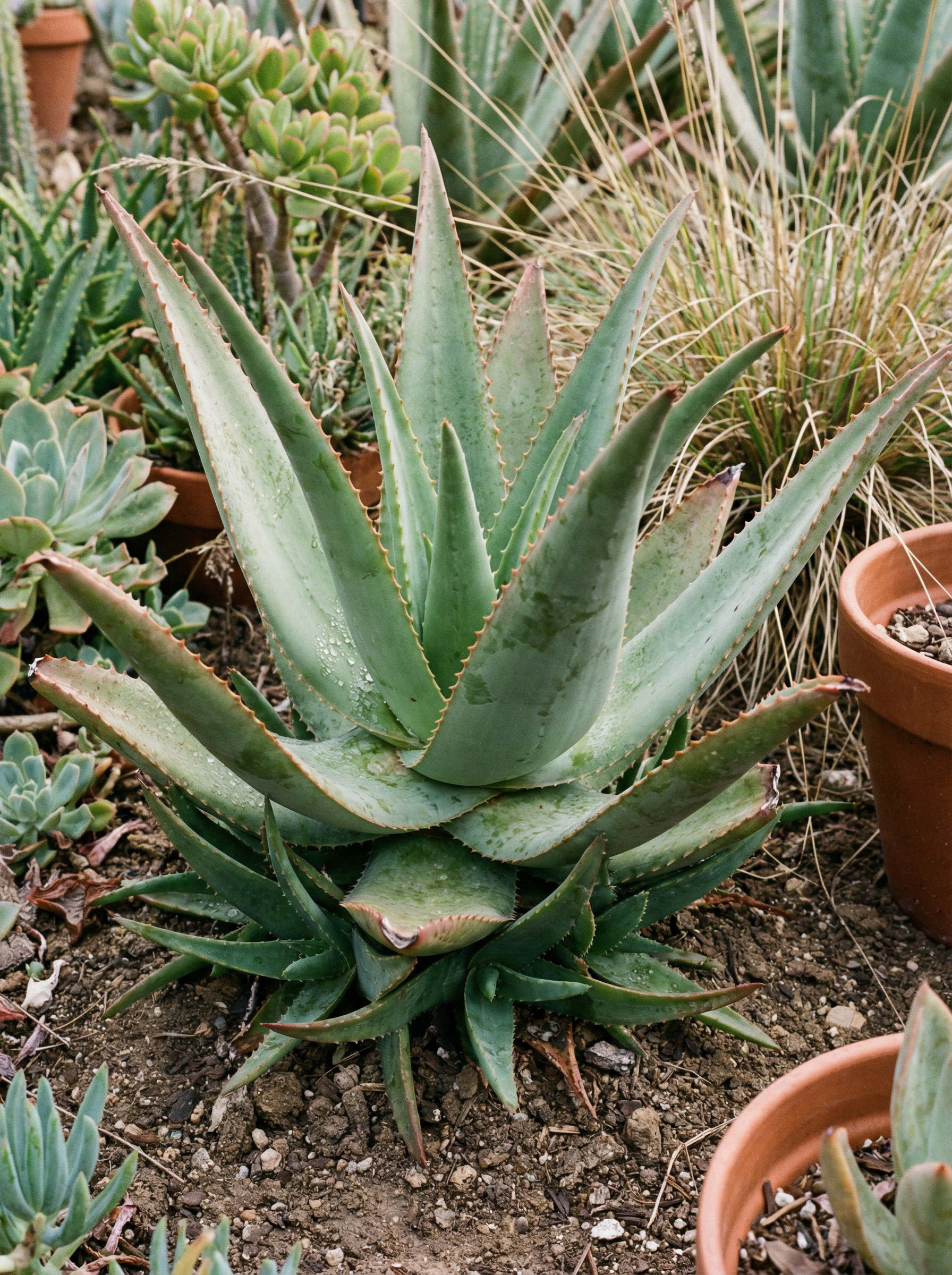 Planta de babosa com folhas verdes e carnudas