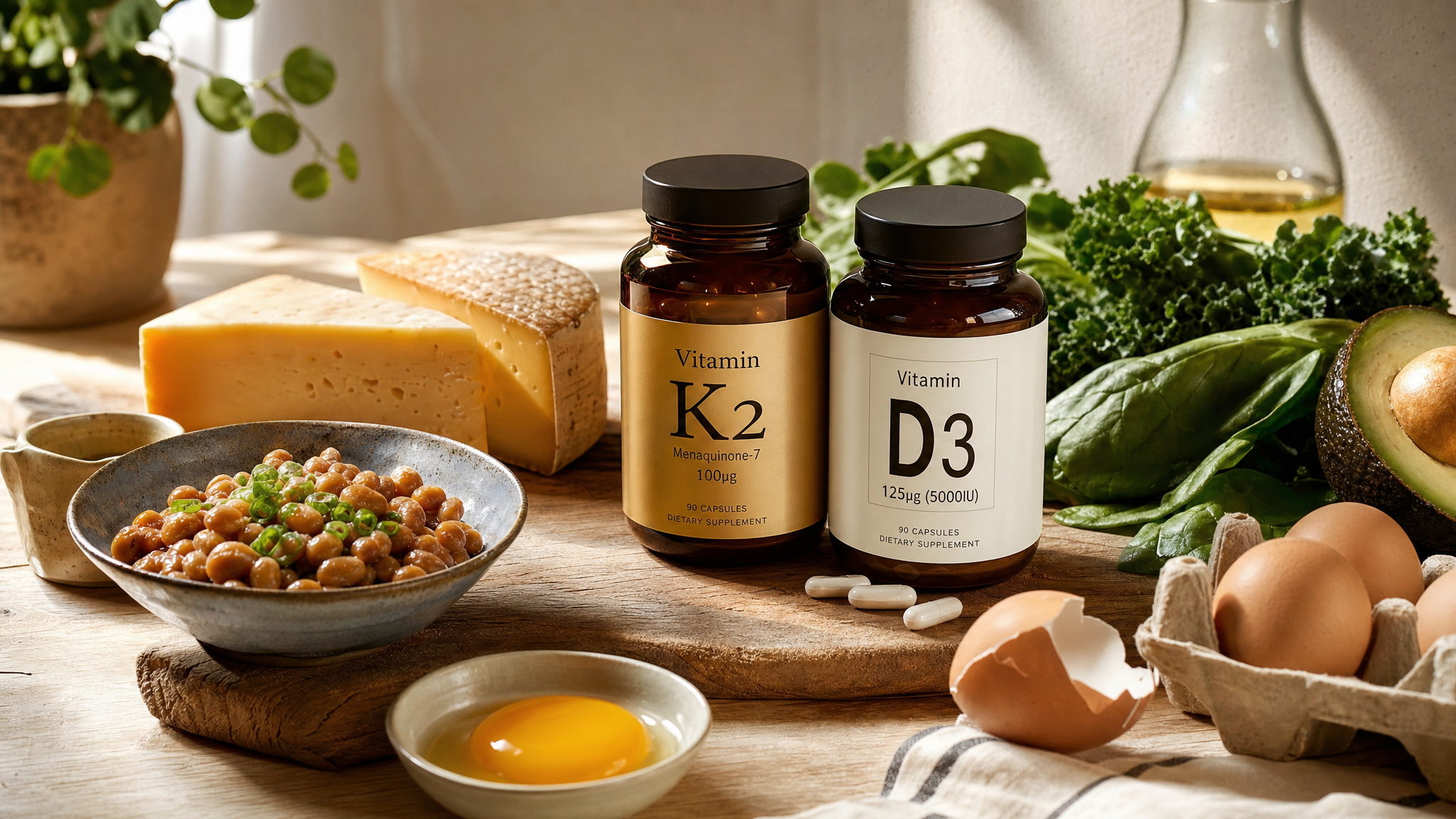 Vitamina K2 e vitamina D para equilíbrio do cálcio