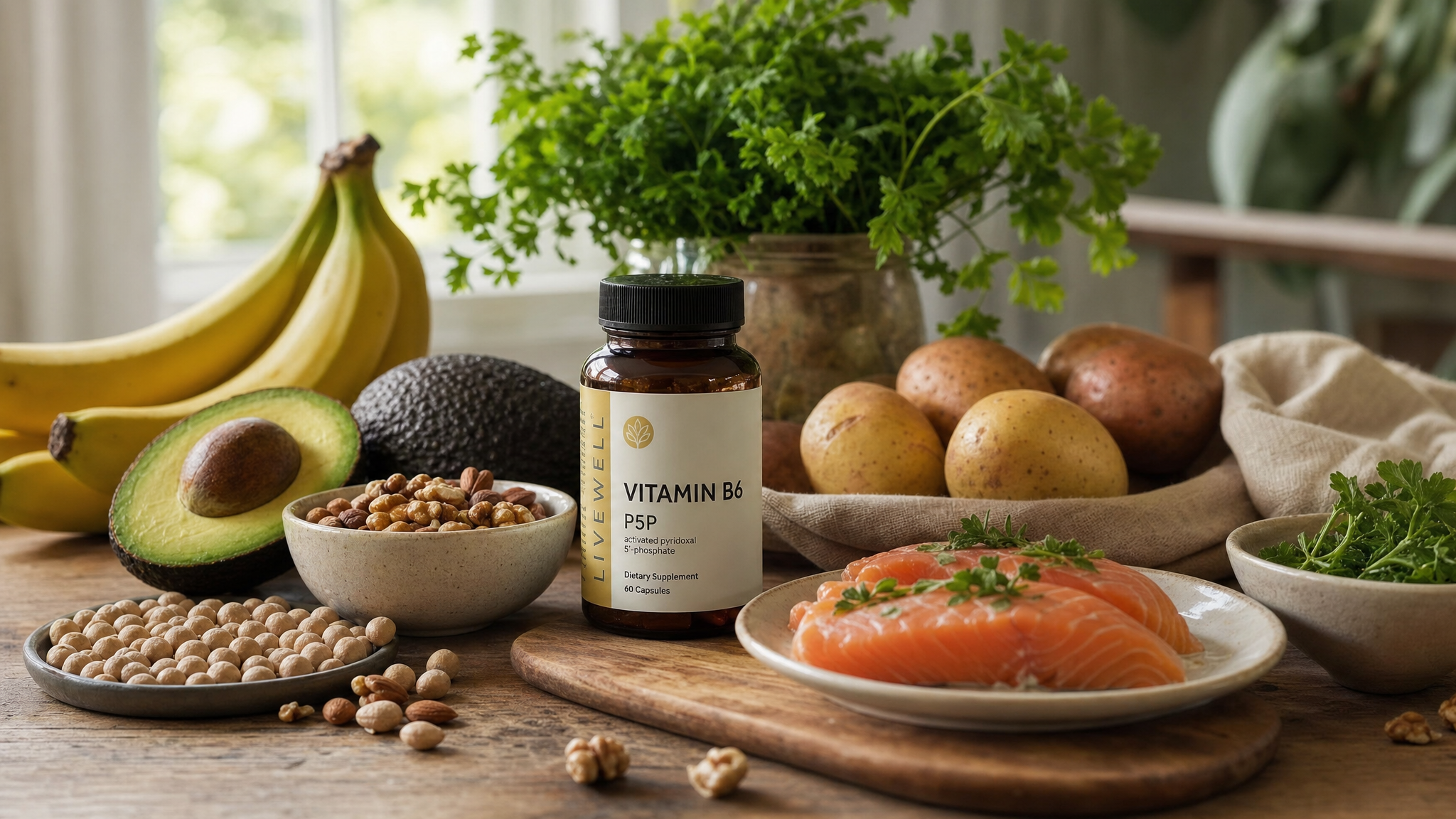 Vitamina B6 Piridoxal 5 Fosfato P5P para saúde e bem-estar