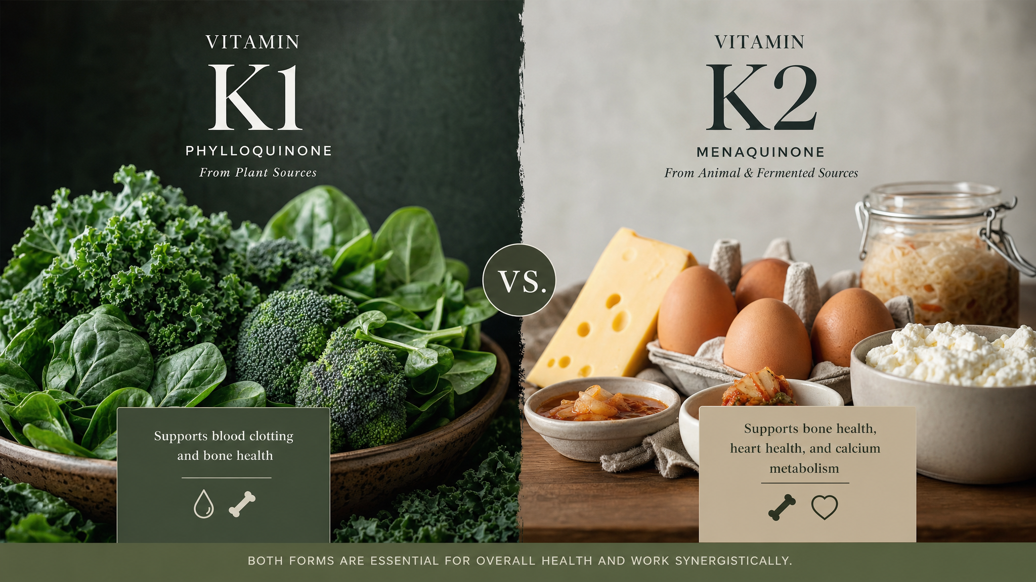 Diferença entre vitamina K1 e vitamina K2