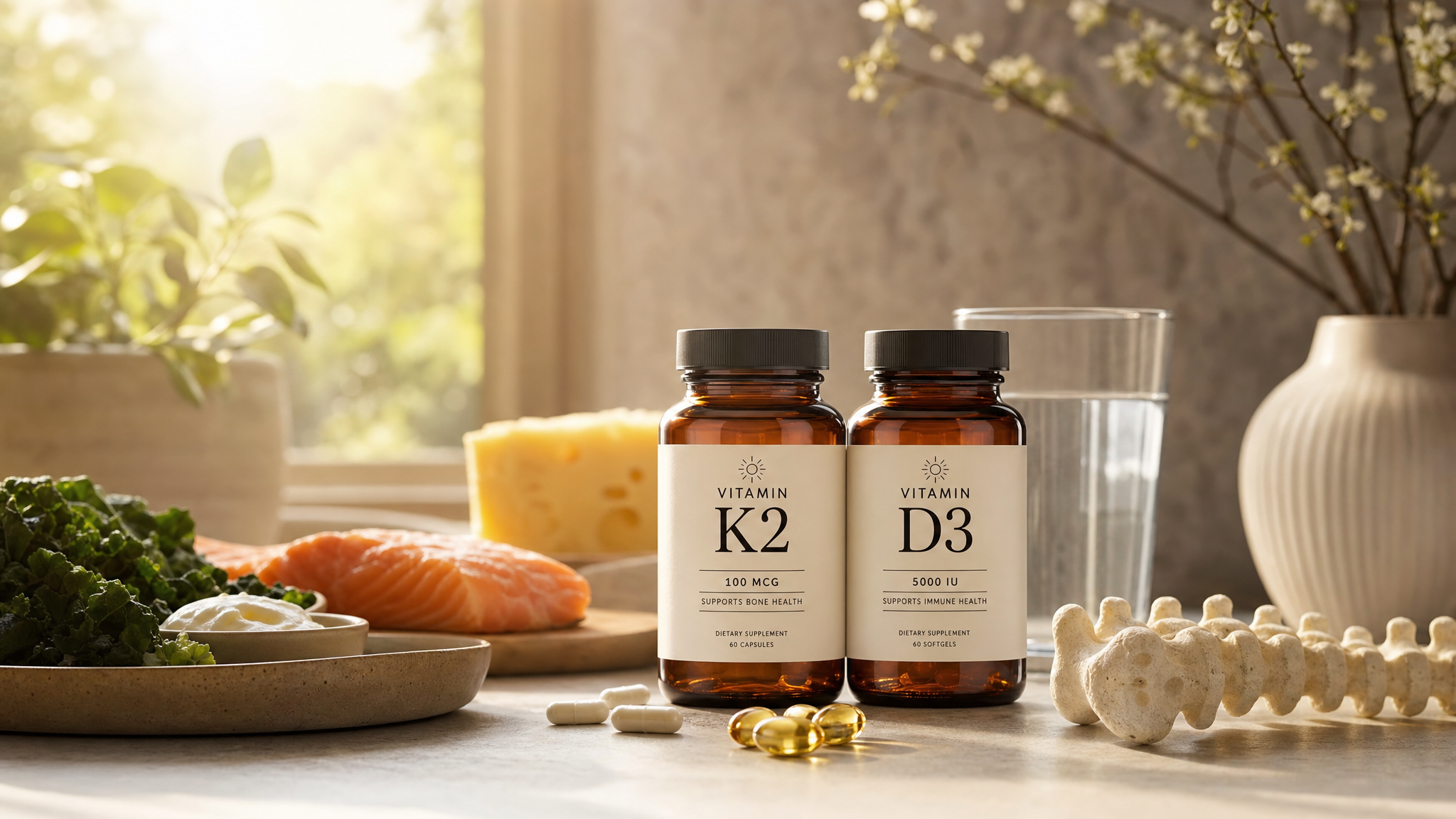 Vitamina K2 e vitamina D3 para os ossos