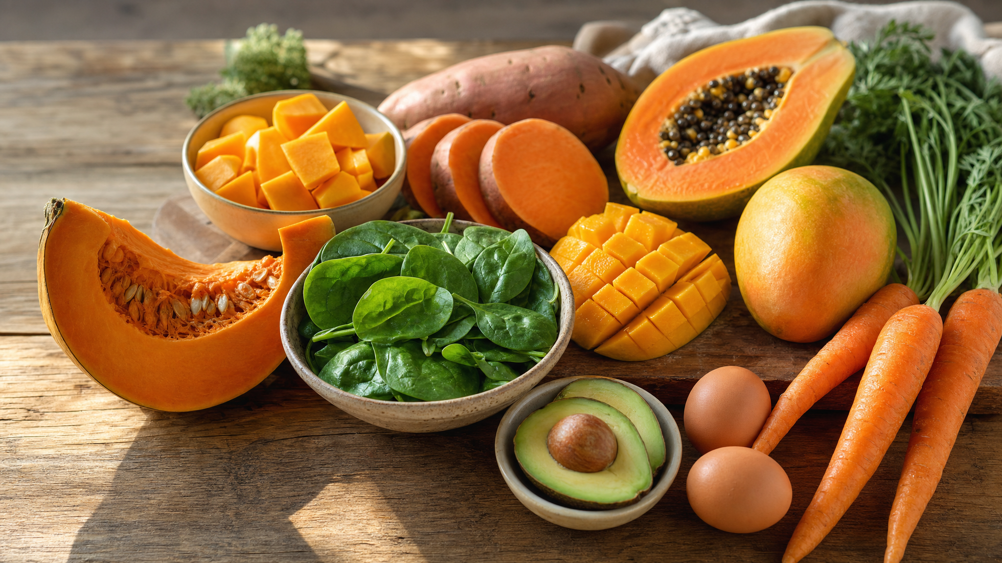 Vitamina A e alimentos ricos em betacaroteno